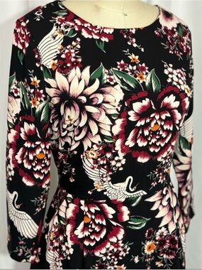 Nicole Miller Black Swan Print Quirky Flared 90s Women’s Dress size 6